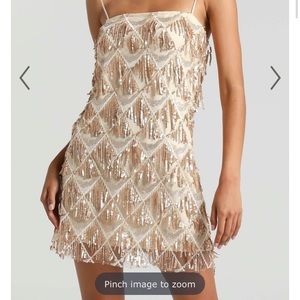 Showpo Shook Dress Champagne Sequin